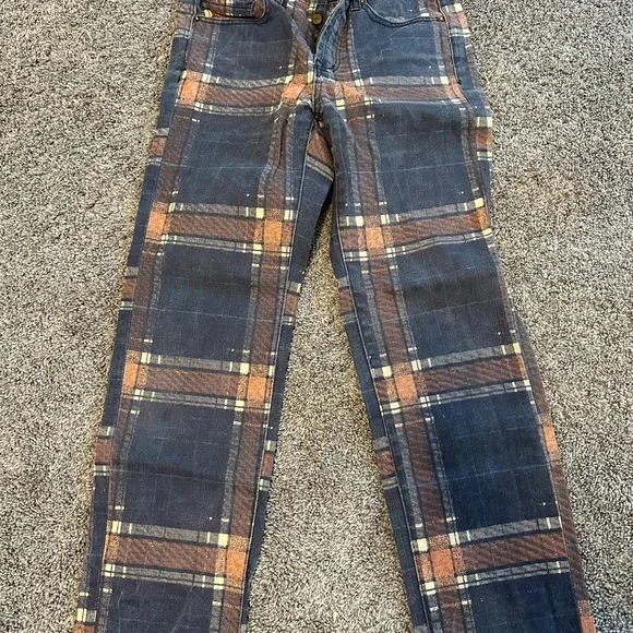 Free People Plaid Boyfriend Jeans - Picture 5 of 7